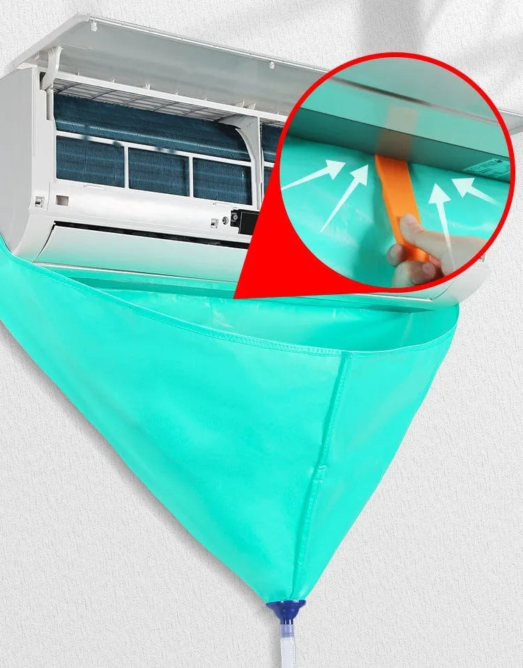 Air conditioner waterproof cover and cleaning tools set for indoor unit maintenance