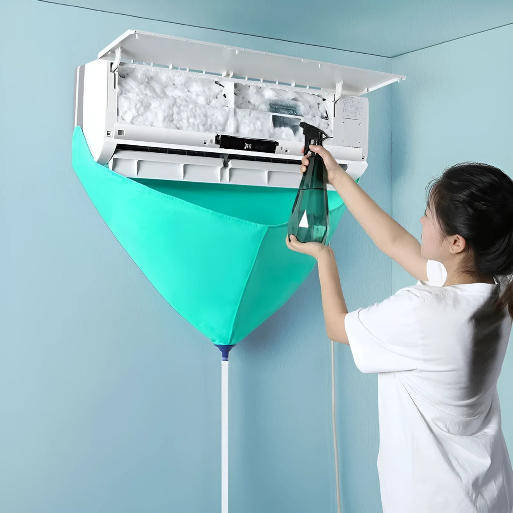 Air conditioner waterproof cover and cleaning tools set for indoor unit maintenance