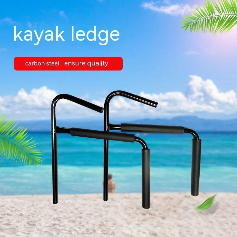 Heavy-duty carbon steel kayak and surfboard wall storage rack measuring 43cm wide.