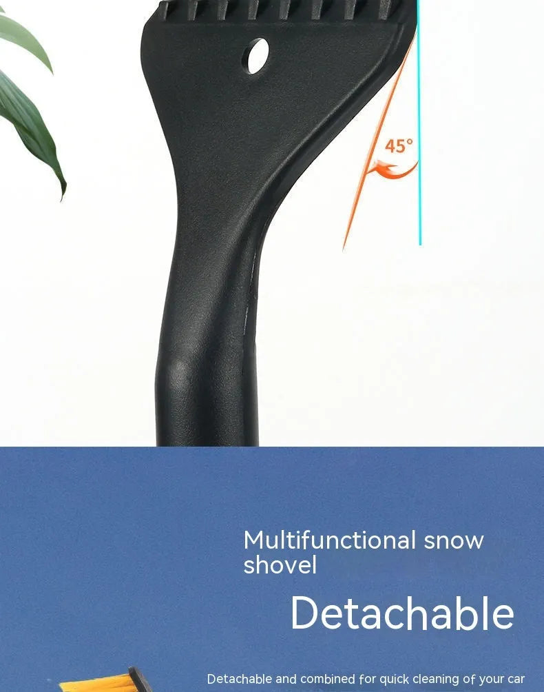 Blue telescopic car snow brush with extended handle for winter vehicle clearing