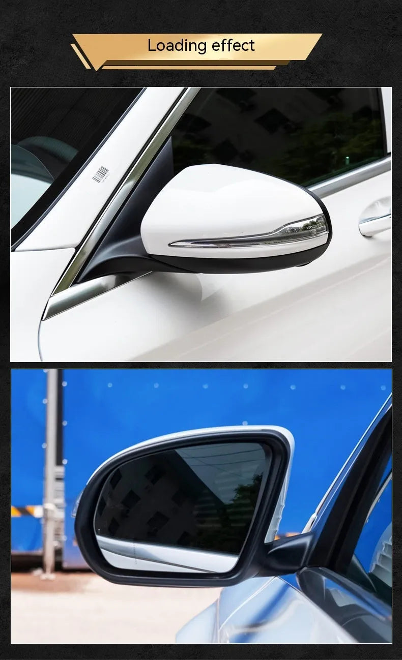 Mercedes-Benz W205 C-Class replacement rearview mirror assembly with ABS shell in black and white primer options