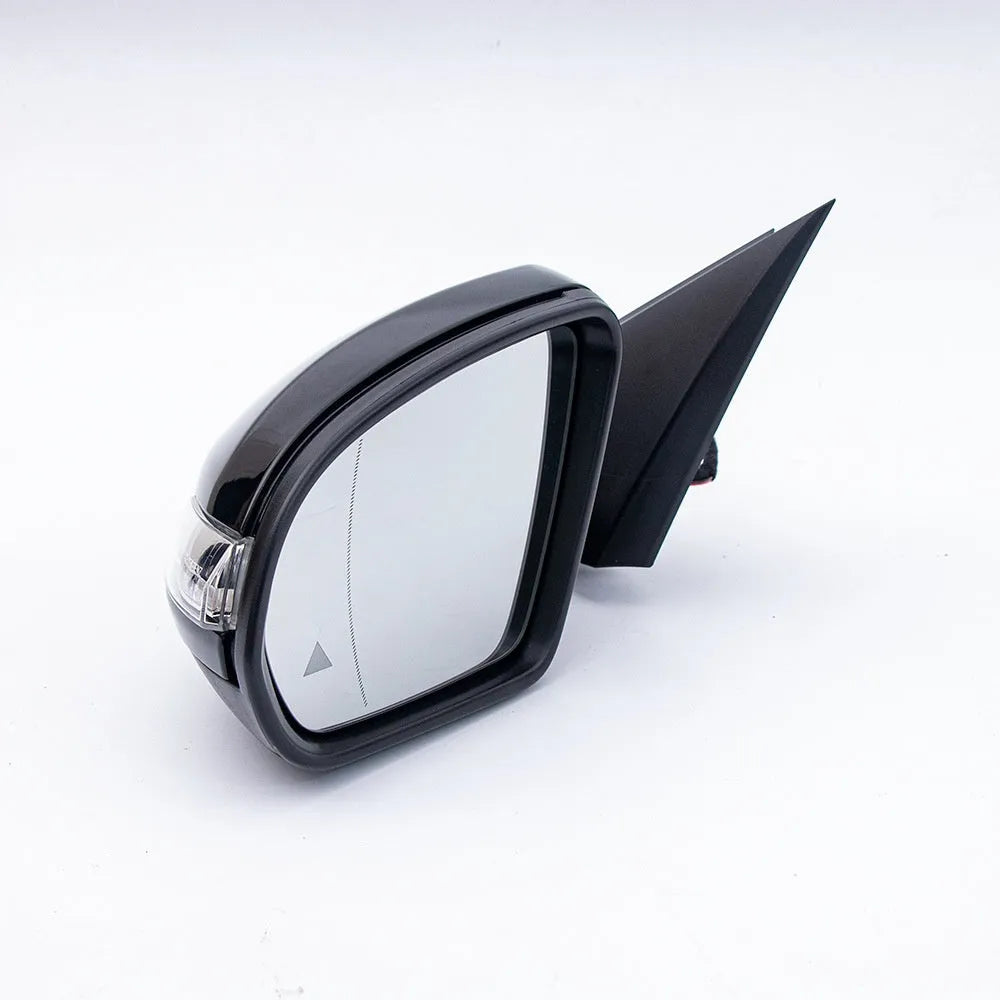 Mercedes-Benz W205 C-Class replacement rearview mirror assembly with ABS shell in black and white primer options