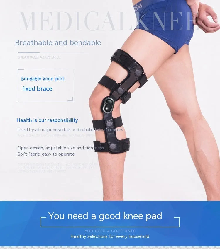 Black anterior ligament knee pad supporter showing anatomical design and adjustable straps