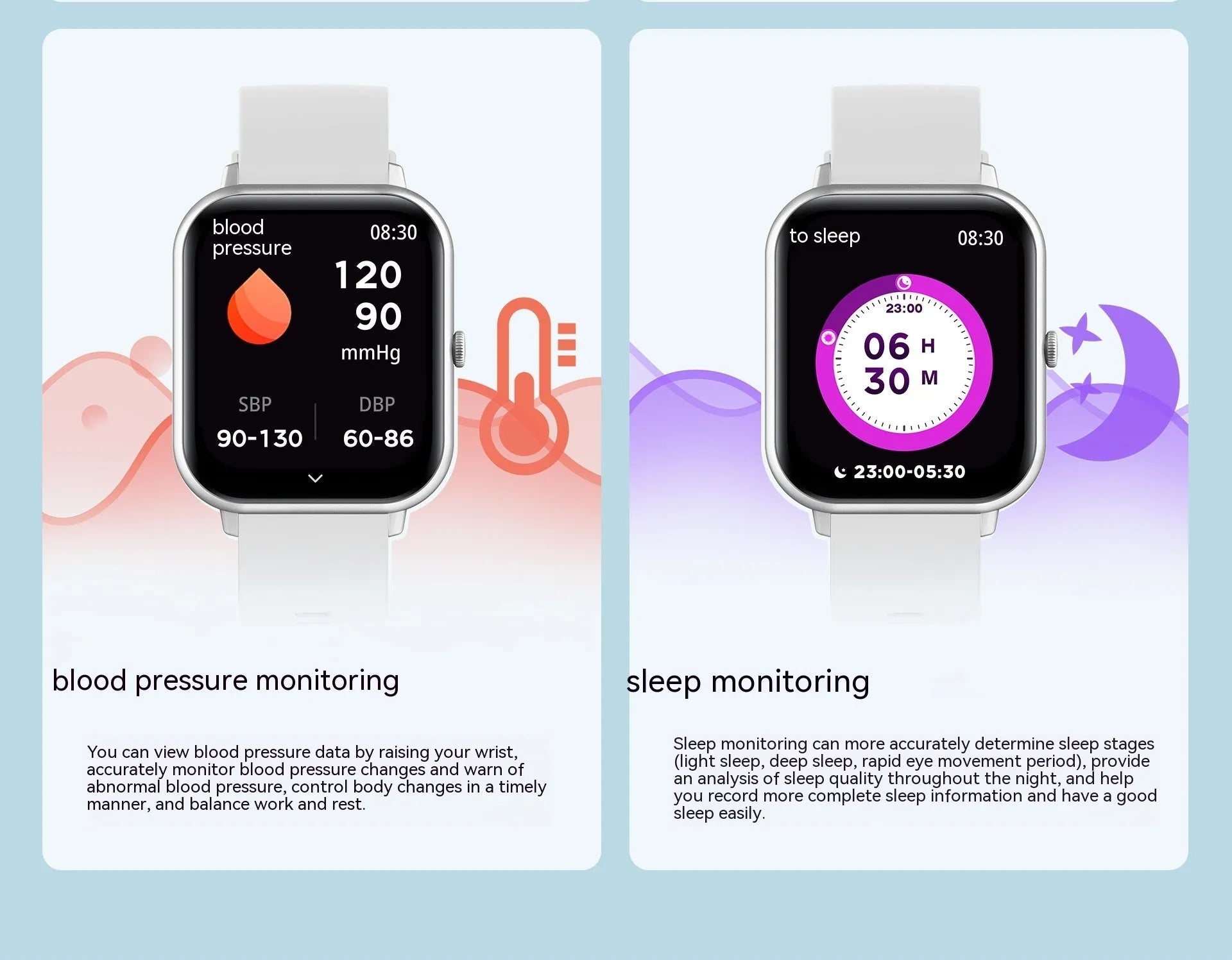Black Bluetooth smart watch with TFT touch screen displaying heart rate and step count.