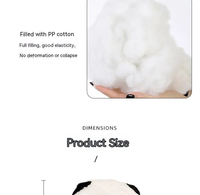 Cartoon panda automotive lumbar support cushion with plush exterior and pp cotton filling for car seats