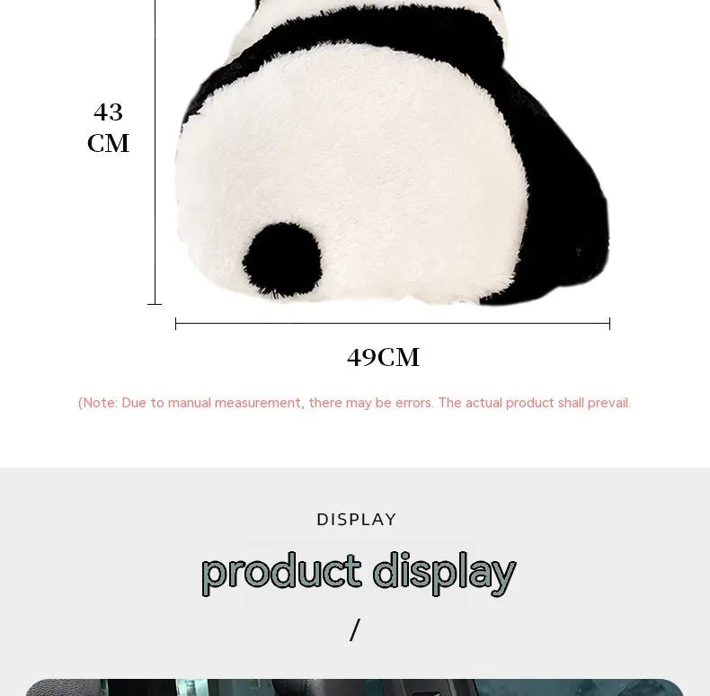 Cartoon panda automotive lumbar support cushion with plush exterior and pp cotton filling for car seats