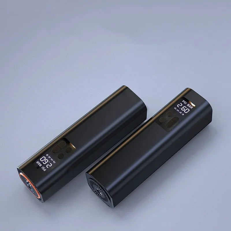 Black digital display car tyre inflator with ABS plastic housing