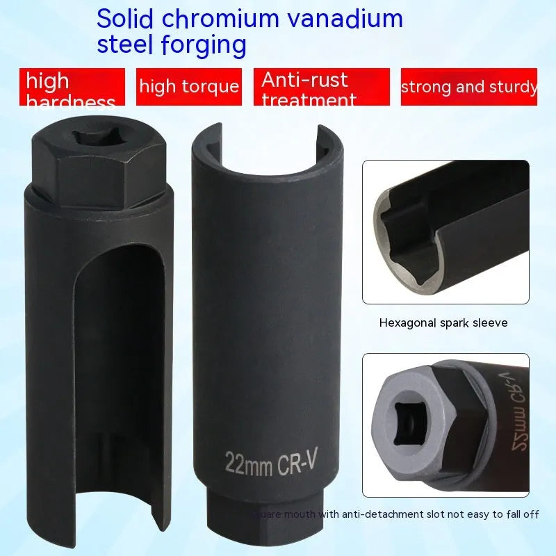 Black chromium vanadium steel oxygen sensor sleeve for 22mm automotive sensors