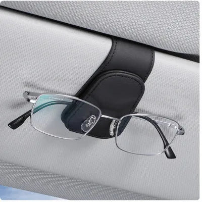 Car sun visor sunglasses holder clip in PU leather for secure storage while driving