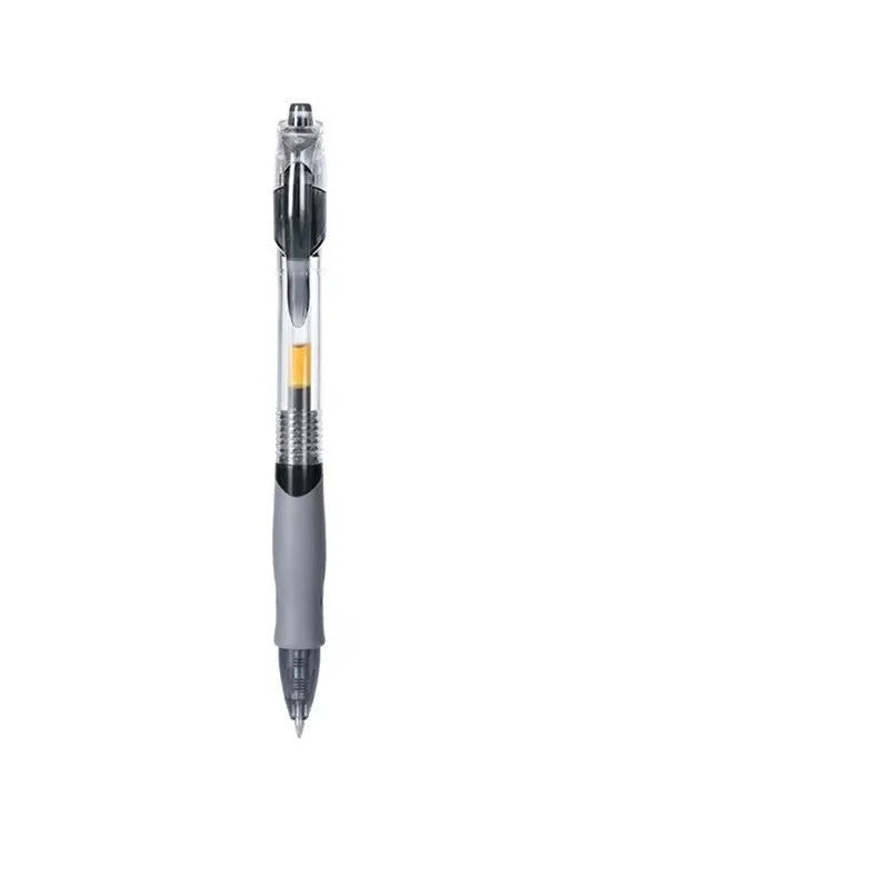 A single 0.5mm gel pen with a plastic barrel, shown with black, red, and blue ink refill options.