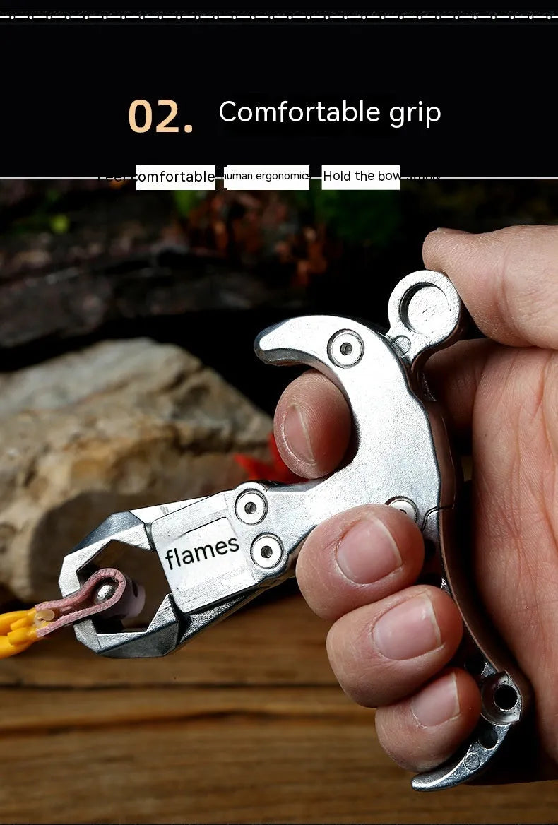 Zinc alloy fishing release aid with two-axis harpoon clip and stainless steel dispenser for spearfishing