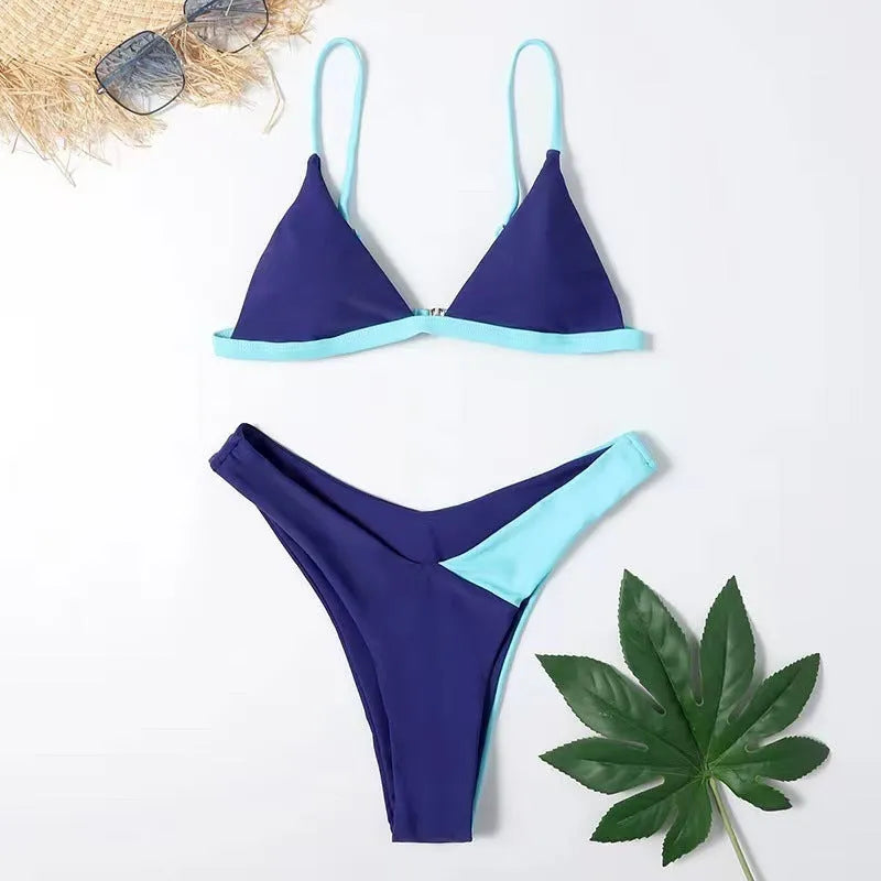 Women's nylon bikini swimsuit set with European American sizing in pattern designs