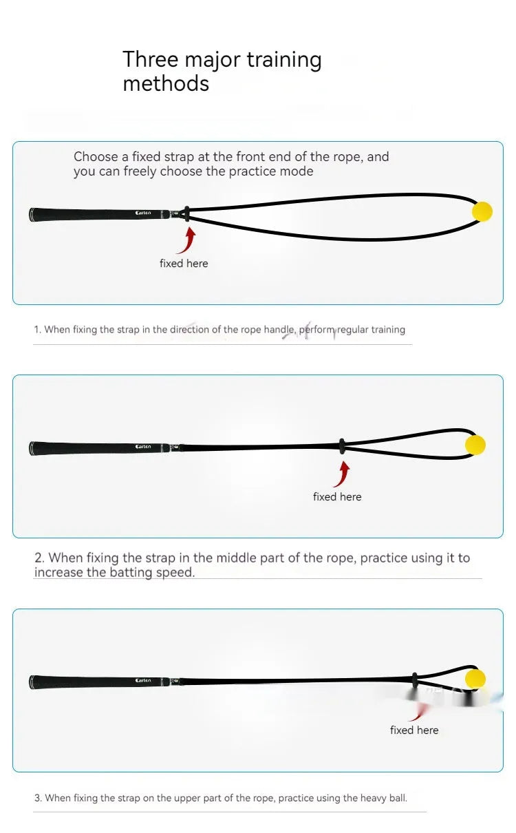 Black silicone elastic golf swing correction training rope approximately 2 metres long