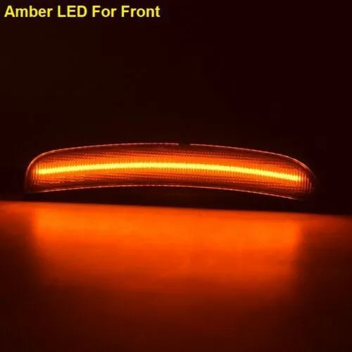 Set of Dodge Challenger side signal lights with yellow front and red rear lenses for 2015-2020 models.
