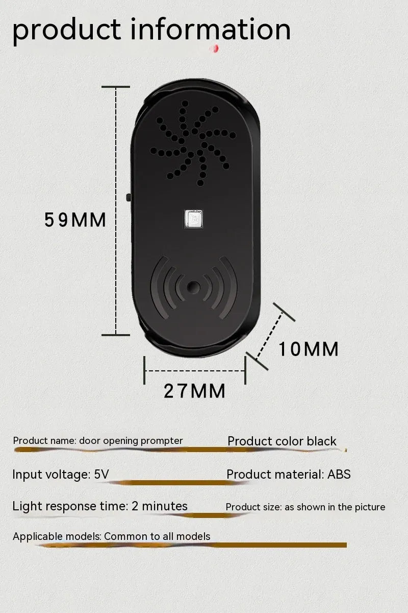 Black car door reminder alarm with infrared sensor for vehicle safety