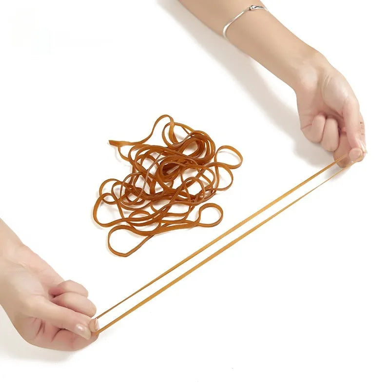 Natural rubber circular rings in neutral colour, round elastic bands for bundling and securing