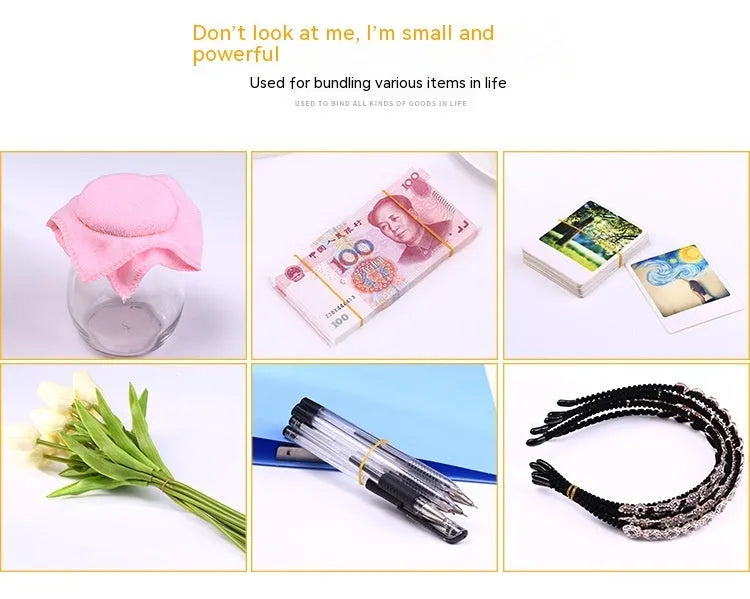 Natural rubber circular rings in neutral colour, round elastic bands for bundling and securing
