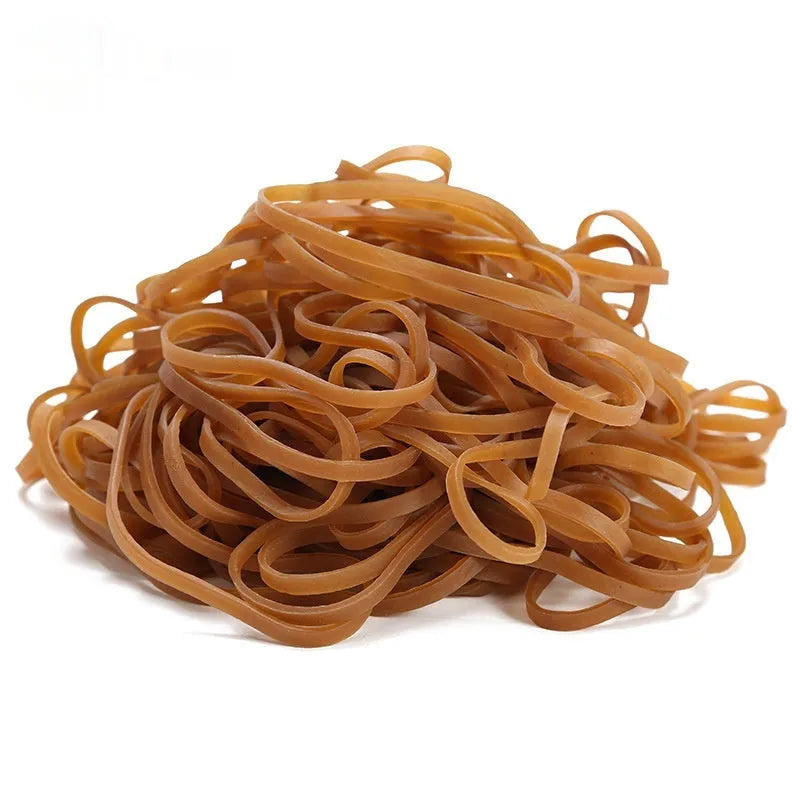 Natural rubber circular rings in neutral colour, round elastic bands for bundling and securing