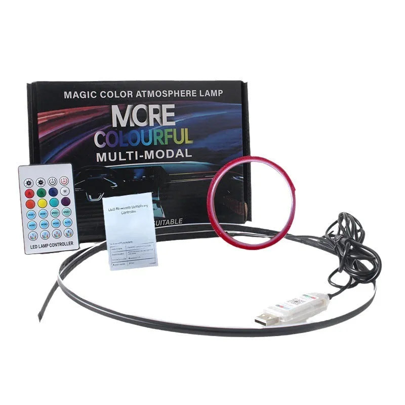 Car interior ambient lighting strip with remote control and USB connection