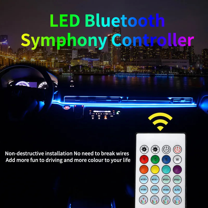 110cm aluminium alloy car interior RGB ambience light strip with remote control