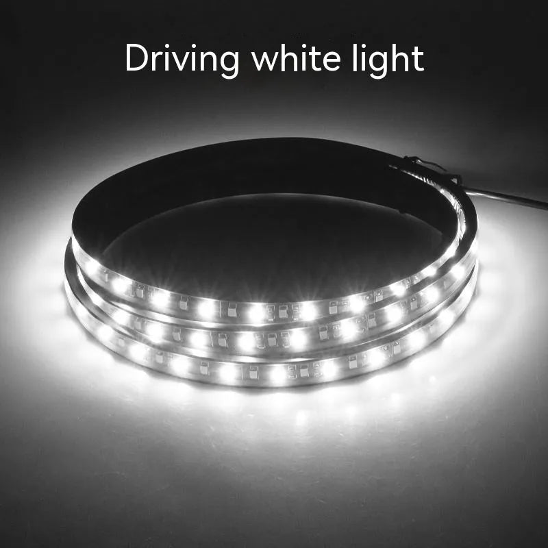 White yellow vehicle light lamp with streamers for side steering illumination in automotive applications