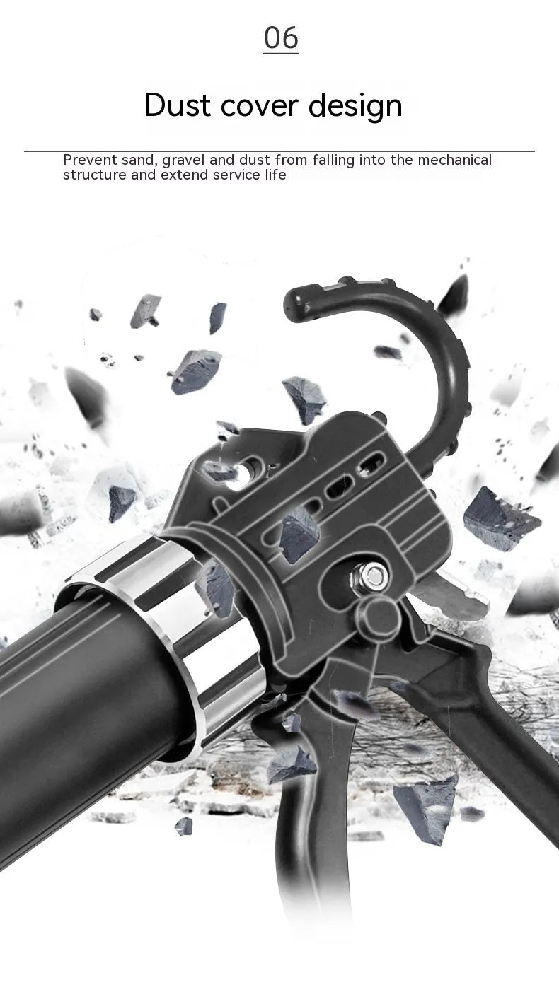 Aluminium alloy automatic adhesive breaking glass glue gun with 13 bearing structure.