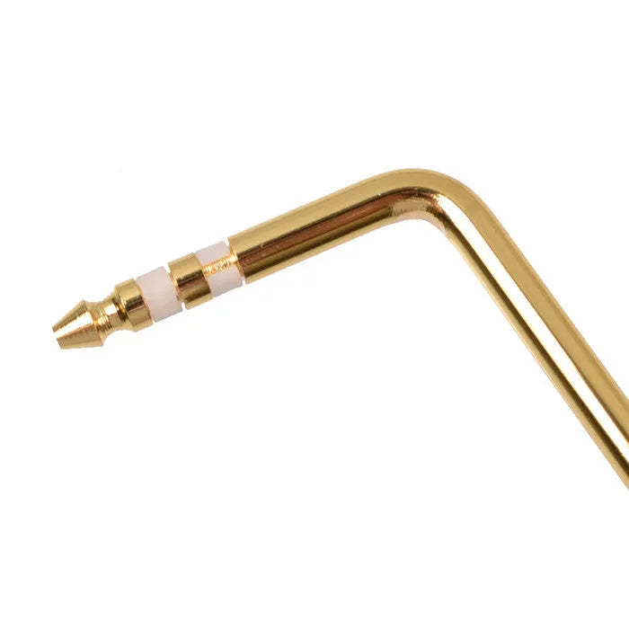 A metal guitar tremolo arm in a choice of black, blue, gold, or silver finishes.