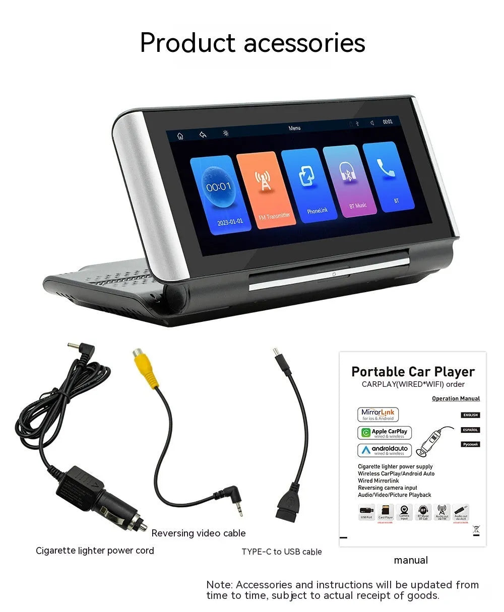 6.86 inch black vehicle MP5 player with screen showing CarPlay interface