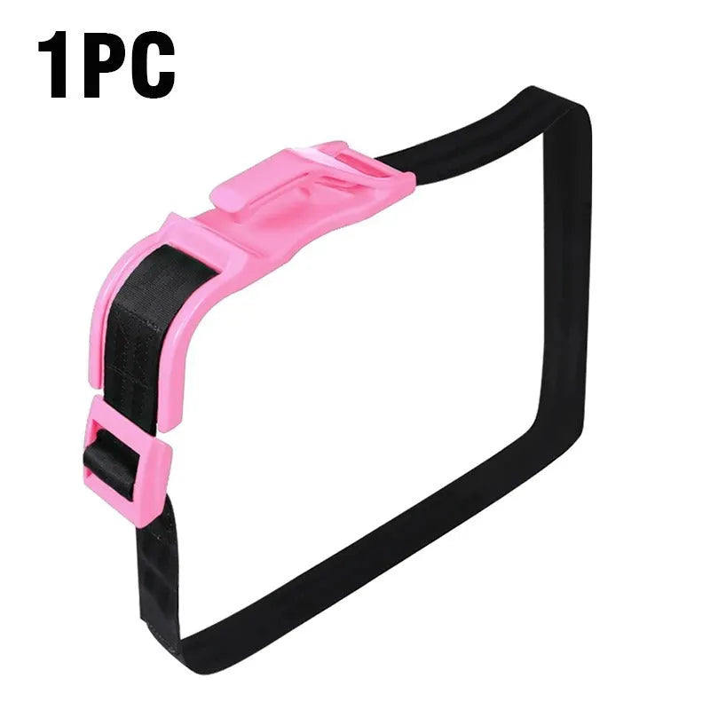 Pregnancy car seat belt adjuster showing raised buckle and strap on a car seat