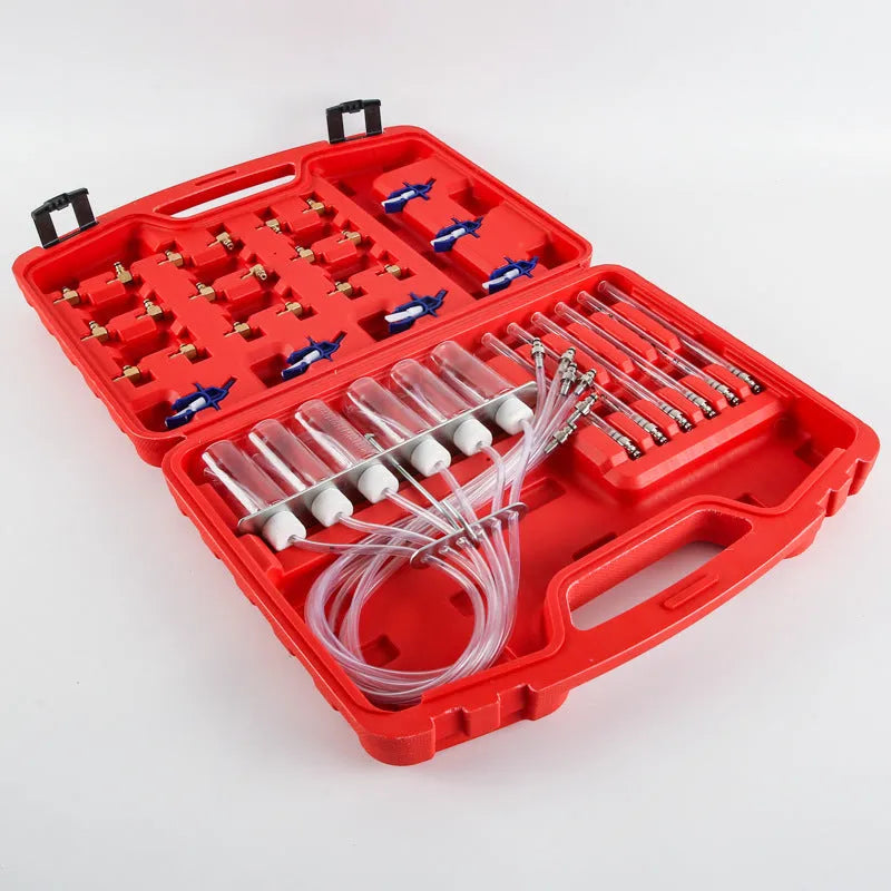 Oil return measuring instrument for fuel injection diagnostics with brass and plastic construction