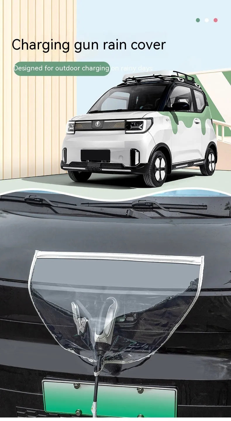 Black electric vehicle charging rain cover with magnetic strips, unfolded to 60cm by 50cm dimensions