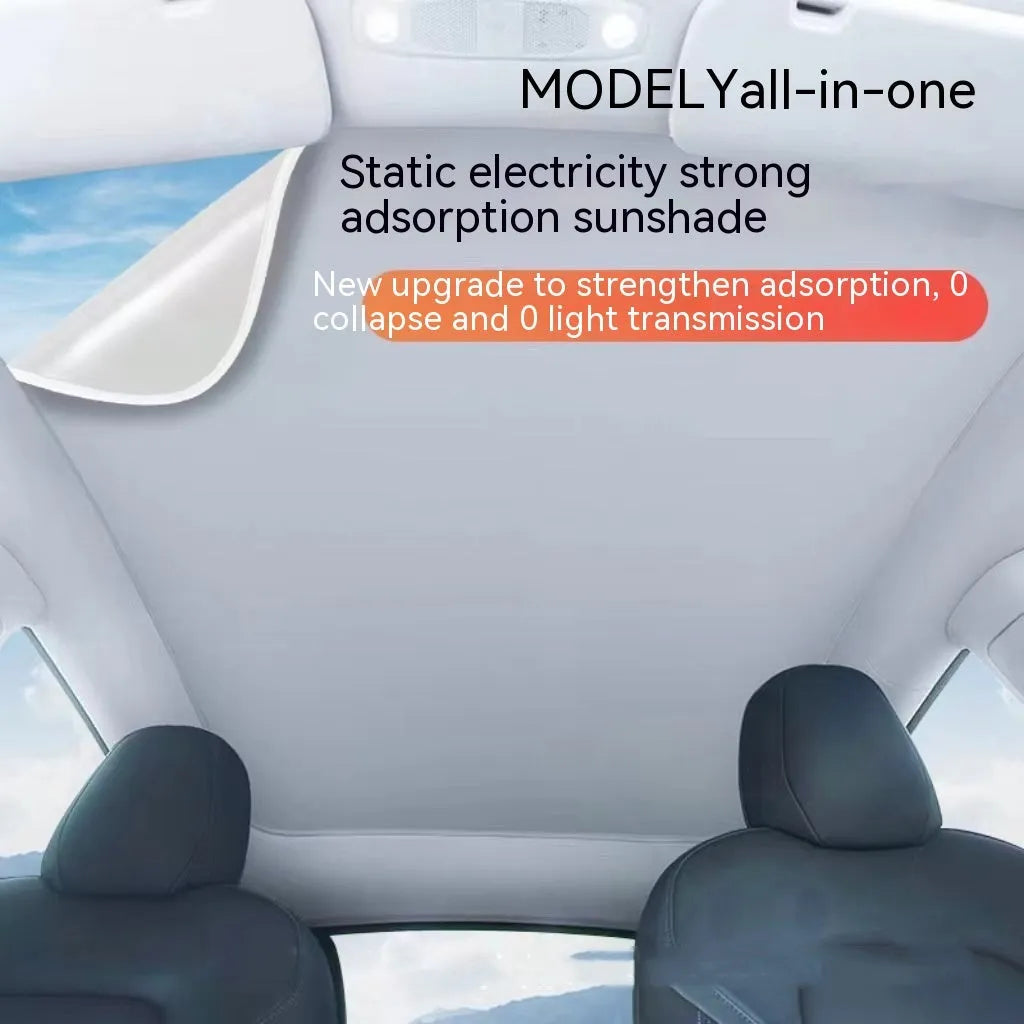 Silicone electrostatic adsorption car sunshade with plaid pattern in black colour