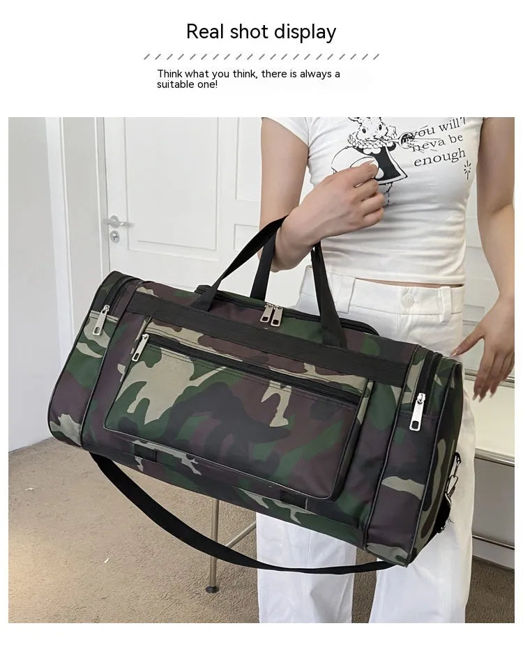 Camouflage waterproof luggage bag with striped pattern and below 20L capacity