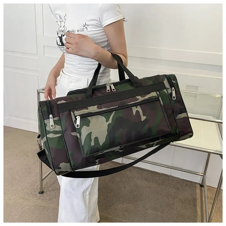 Camouflage waterproof luggage bag with striped pattern and below 20L capacity