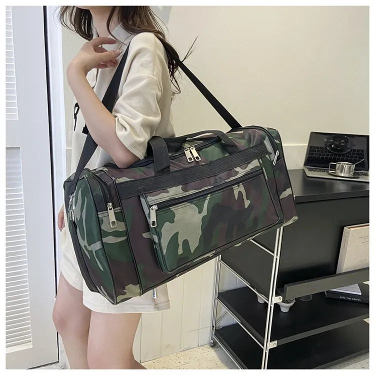Camouflage waterproof luggage bag with striped pattern and below 20L capacity
