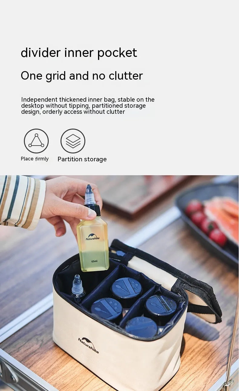 Naturehike six-piece set of simple white portable plastic seasoning bottles for outdoor use.