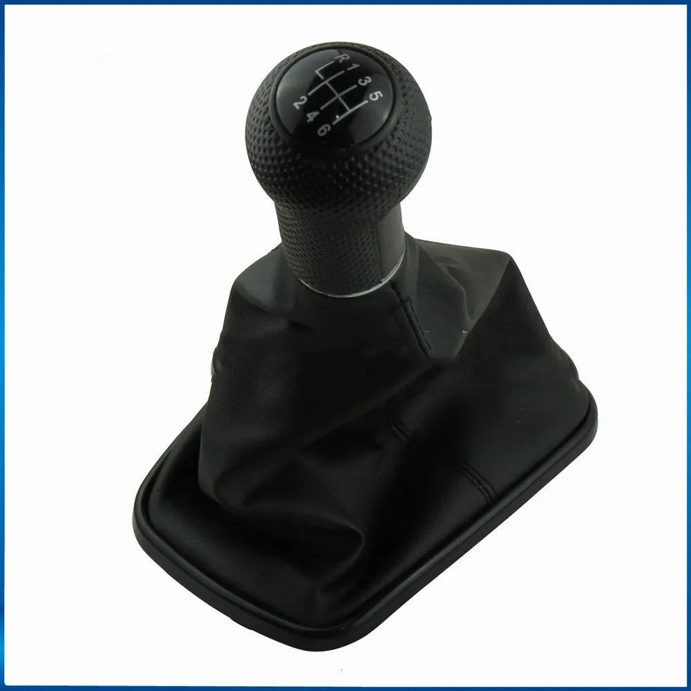 Volkswagen Mk4 gear shift handle replacement in silver and black for 6-speed manual transmission.