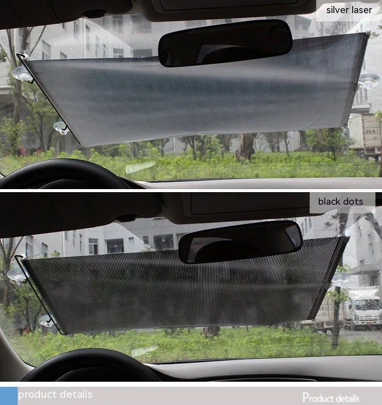 Silver Laser automatic winding thermal insulation car sunshade for windscreen universal fit PVC