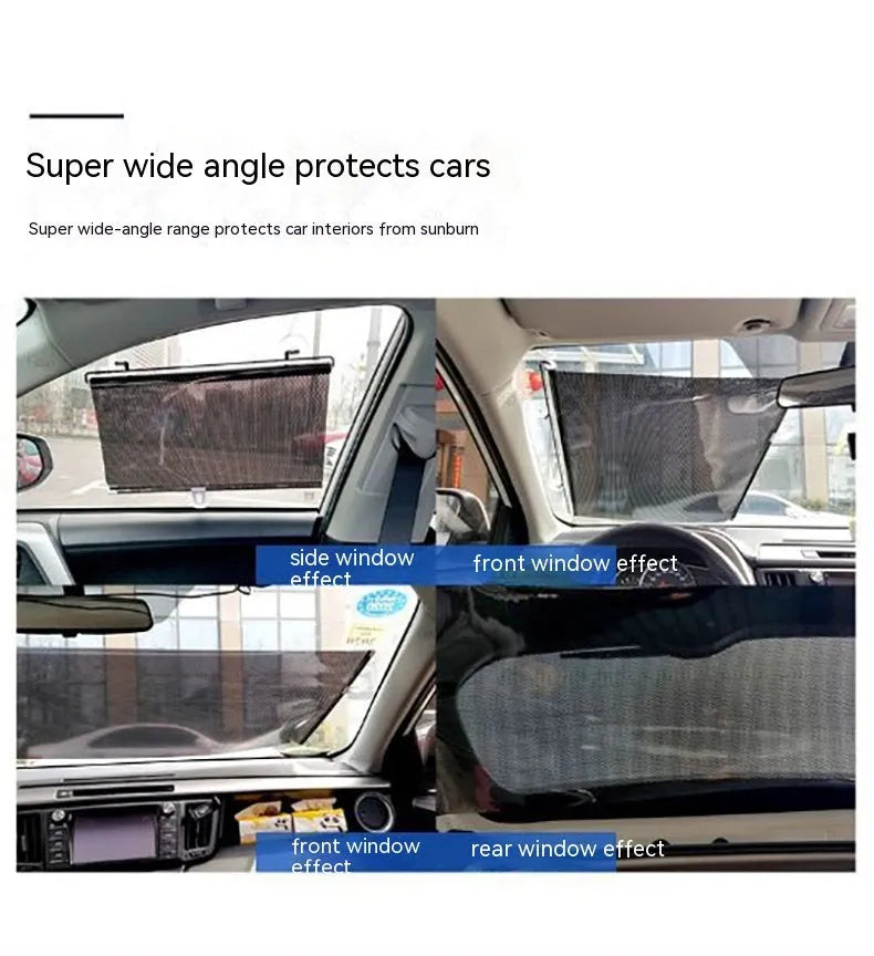 Silver Laser automatic winding thermal insulation car sunshade for windscreen universal fit PVC
