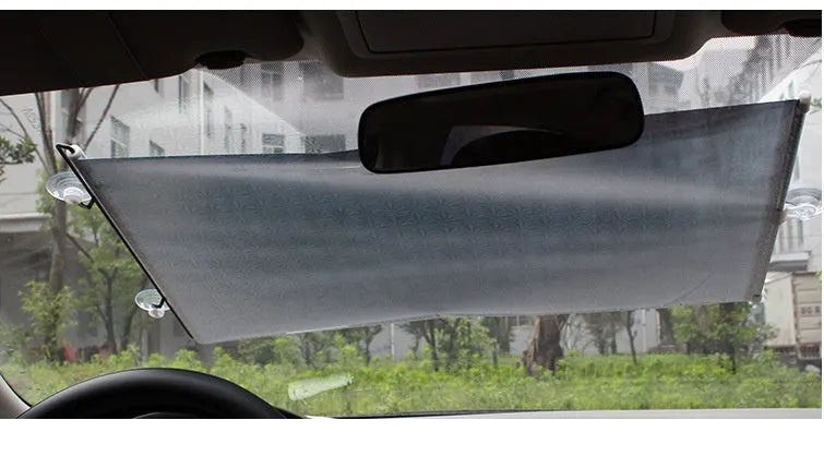 Silver Laser automatic winding thermal insulation car sunshade for windscreen universal fit PVC
