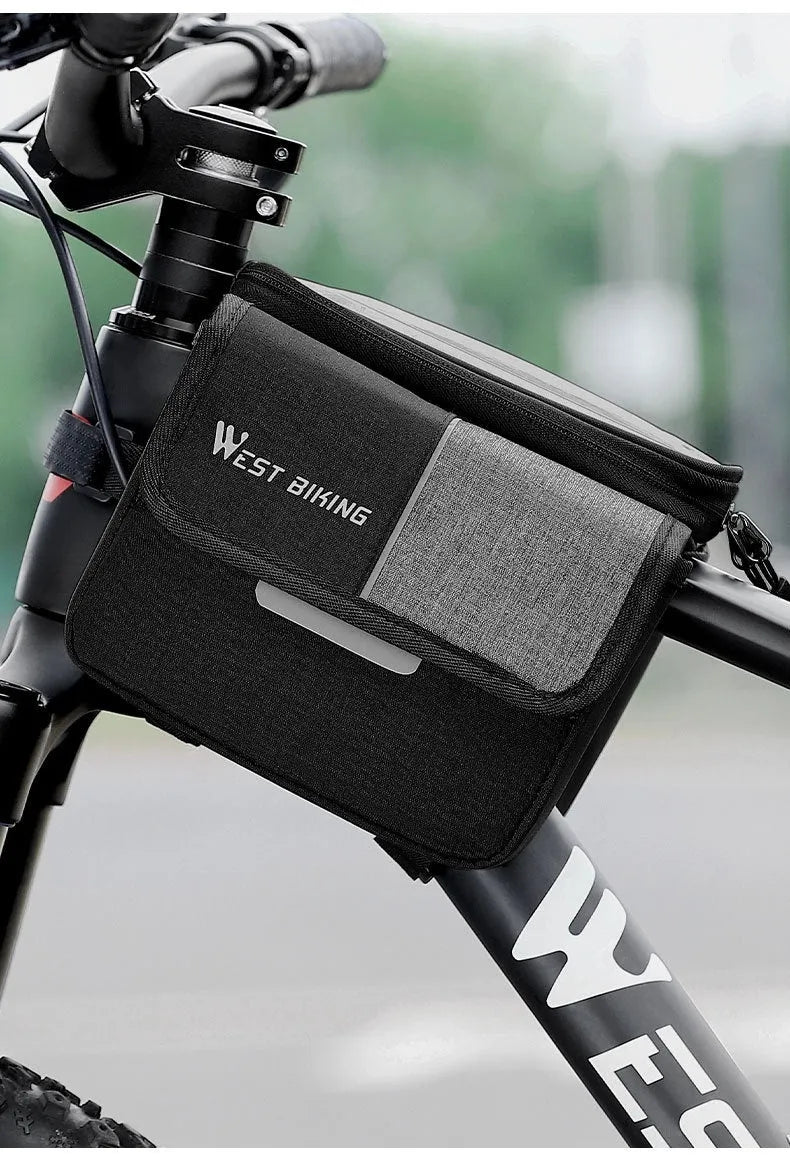 Black and grey bilateral tube bicycle saddle bag with 2L Oxford cloth storage