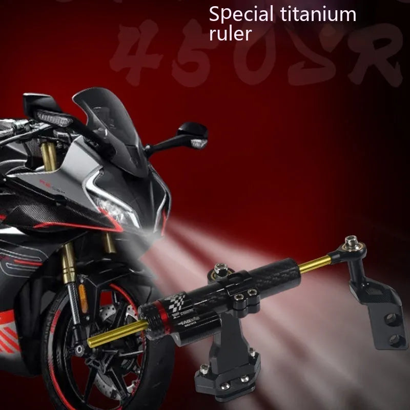 Directional damper bracket for Spring Wind 450SR/SRS motorcycles with carbon fibre aluminium alloy construction
