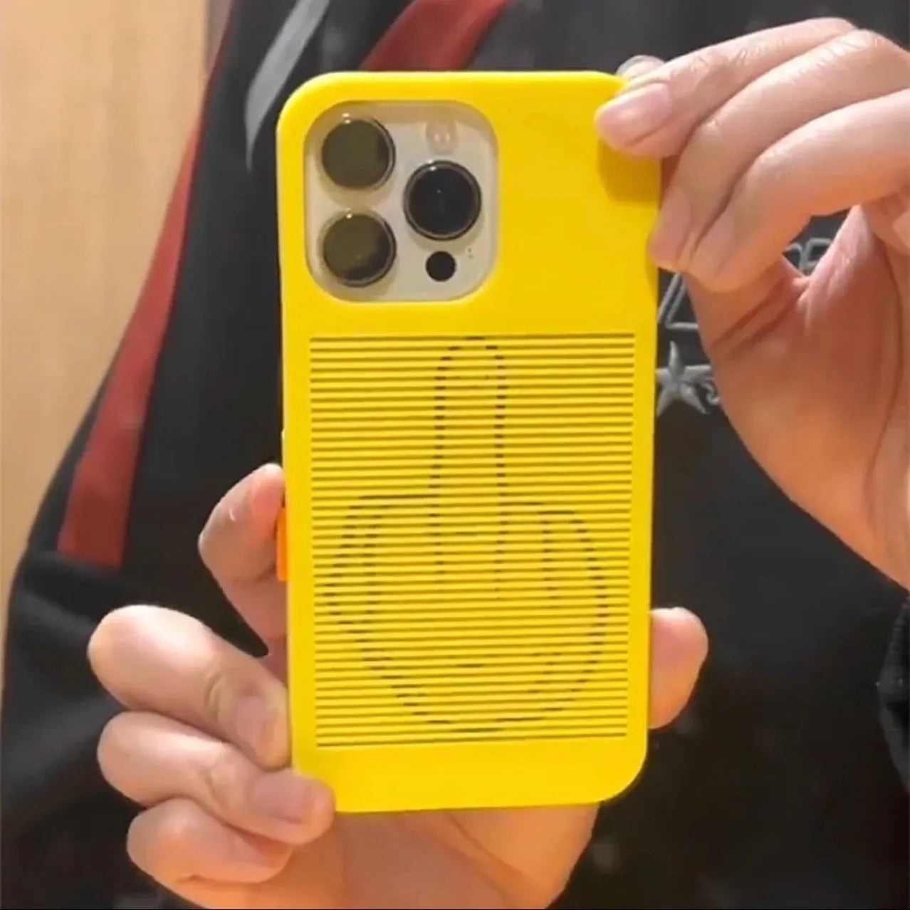 Hard plastic frosted phone case for iPhone with creative finger transformation design in yellow