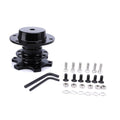 Car steering wheel quick release adapter in black, red, blue, silver, and gold colour options