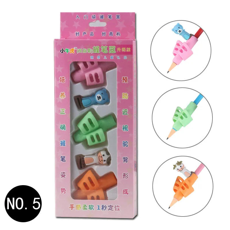 Cartoon children pen holder with soft rubber grip for correcting writing posture