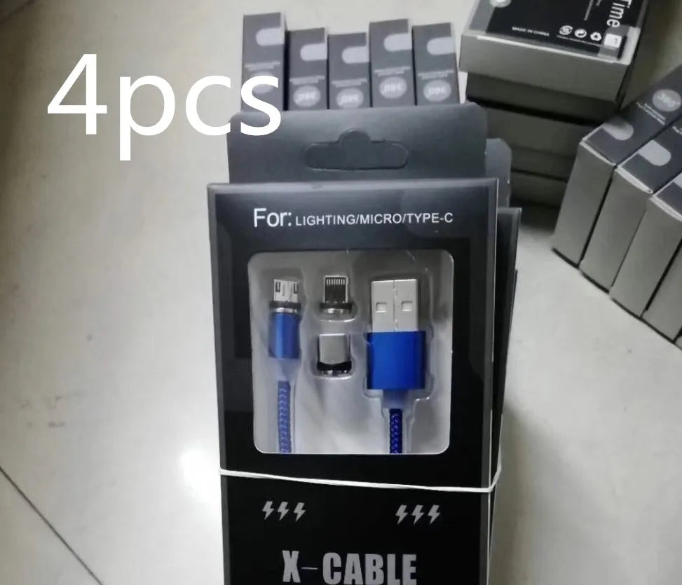 Android Type C three-in-one magnetic suction head charging cable 1m silver