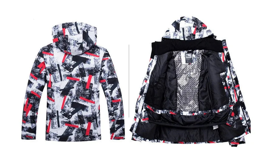 New waterproof warm ski suit for men and women, blue and red options, nylon lining, cotton fillers, sizes M to 3XL