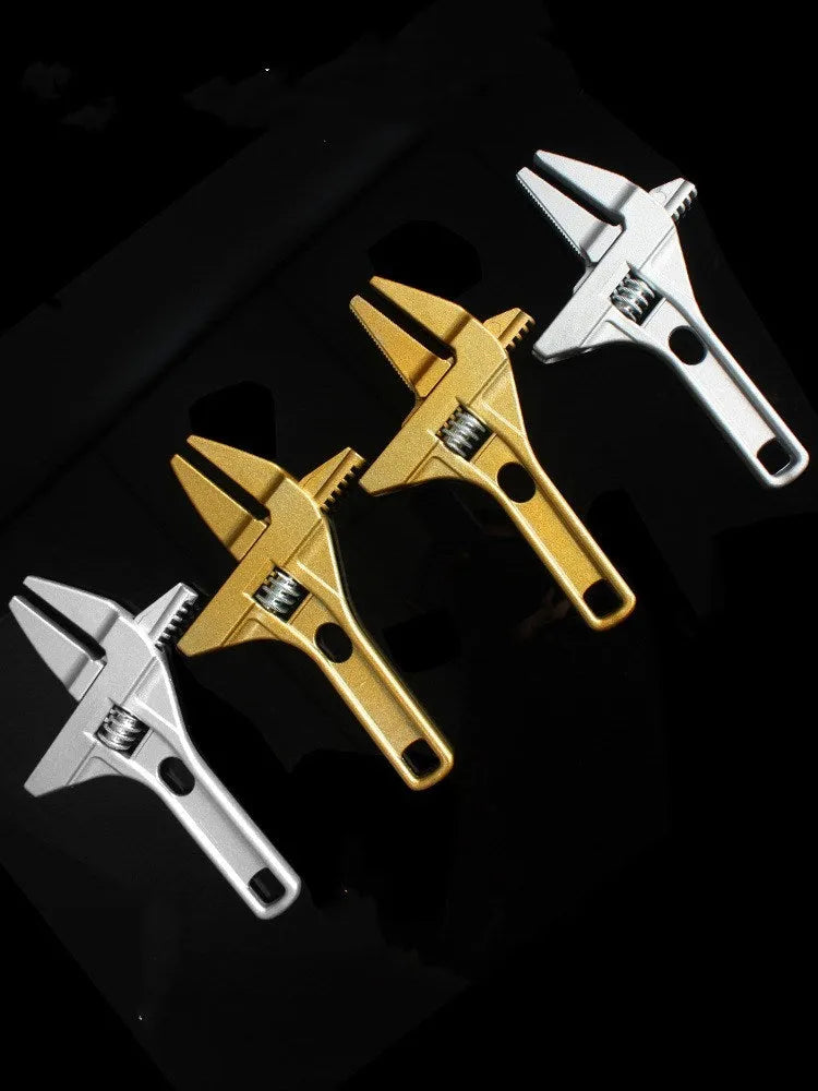 Light movable wrench Japanese style sanitary spanner 200mm steel aluminium alloy gold colour toothless jaw