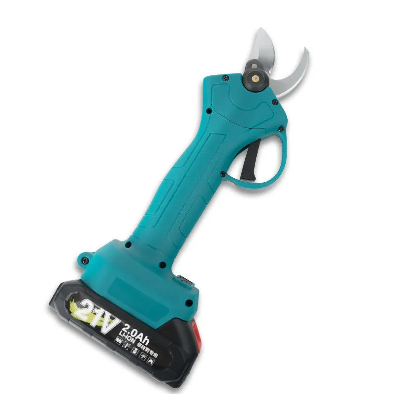 21V rechargeable electric pruning scissors with 70mm blade in plastic storage box
