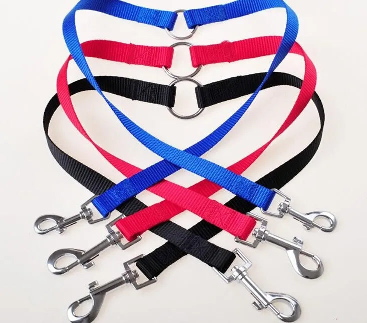 Double dog lead coupler nylon non-scalable 45 cm black blue purple red sizes S M L